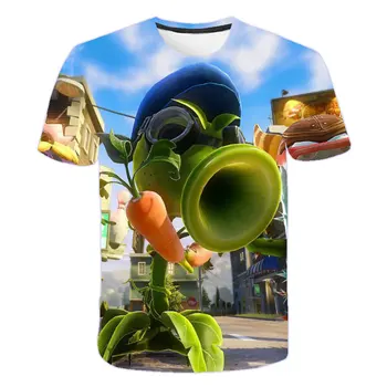 Berniukų drabužiai 4-14 metų Augalai Vs Zombies t-shirt Animacinių filmų marškinėliai Atsitiktinis berniukų marškiniai 3D Atspausdintas Poliesteris merginos juokinga t shirts