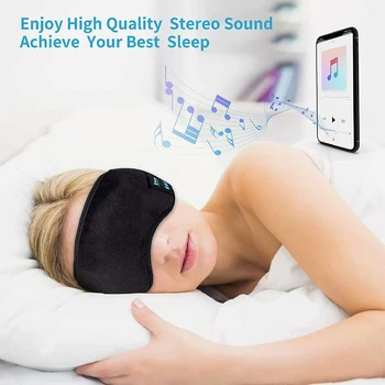 Bluetooth 5.0 Miega Akių Kaukė Ausinių Kelionių Muzikos Belaidžio Akių Atspalvių Veikia Sporto Laisvų Rankų Įranga
