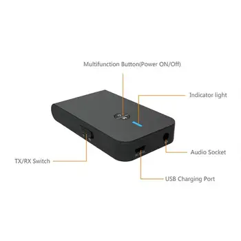 Bluetooth 5.0 Siųstuvas, Imtuvo 2-in-1 Bevielis Audio 3.5 mm Aux Adapteris, Skirtas 