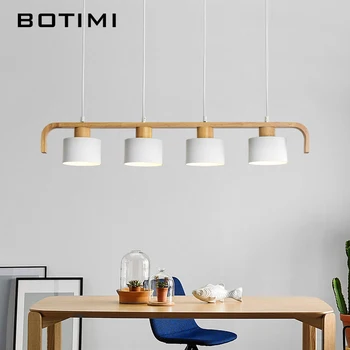 BOTIMI Modernios LED Sieniniai šviestuvai Su Metaliniu Umbra, Valgomasis, Medinės Kabo Lempa E27 Mediena, Virtuvės Šviestuvas
