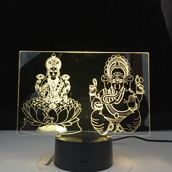 Buda Ganeša Keitimas Naktį Šviesos 3D LED Atmosfera Bulbing Žibintas 3D vaizdo iliuzija Vaikams Žaislas Vėliau kaip Gimtadienio Dovanos