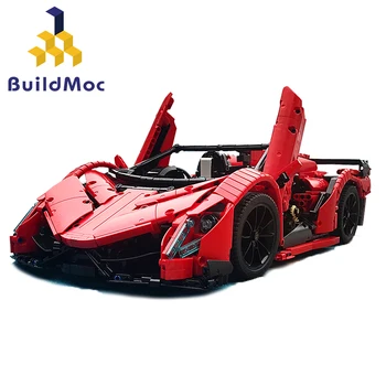 BuildMoc įranga, biuro įranga, Automobilių Žaislai SS 10559 Elektros Nuotolinio Valdymo Variklis Super Sporto Transporto priemonės Miestas Raudona Lenktynių Surinkti Blokai
