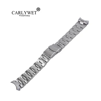 CARLYWET 22mm Skiedra Visi Šepetys Nerūdijančio Plieno Riešo Žiūrėti juostos Pakeitimas Metalo Watchband Apyrankę Double Push Užsegimas Už Seiko