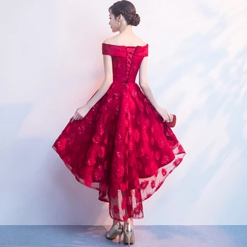 Chalatas de soiree 2020 Vyno Raudona Elegantiškas vakarines Sukneles Elegantiškas Trumpas Priekiniai Ilgai Atgal Šalis Suknelė Suknelė, Vestuvės Prom Dress