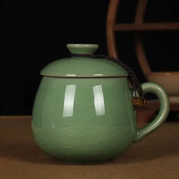 CHIA-GUI LUO 320ML Keramikos arbatos puodelis kalėdų puodeliai Tradicinės Kinų Rankena Ledo plyšių stiliaus I016 15255