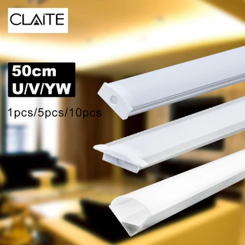 CLAITE Naujas U V YW Trijų Stiliaus 50cm Aliuminio Kanalo Laikiklis LED Šviesos Juostelės Juosta Pagal Kabineto Lempos Virtuvės 1.8 cm Pločio
