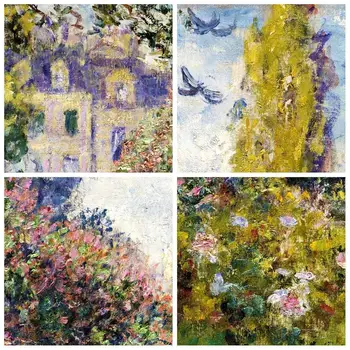 Claude Monet Žalia Šiuolaikinės Impresionistų Name, Sodas Didelis Plakatas Spaudinių Rausvos Gėlės, Drobė, Aliejus, Tapyba Namo Sienos Meno Dovanos