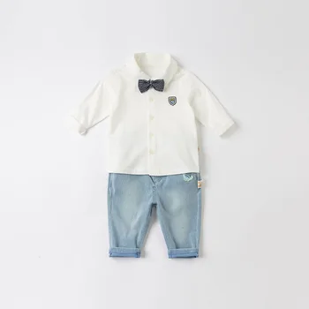 DBH15920 dave bella pavasario mados kūdikių berniukų nuimamas lankas kietas marškinėliai kūdikiams, vaikiška viršūnes vaikų aukštos kokybės drabužius 15194