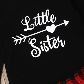 Didelis/Mažas Sesuo Atitikimo Kalėdos Drabužių Rinkinys Baby Girl Viršūnes Ilgomis Rankovėmis Bodysuit T-Marškinėliai +Kelnės+Lankelis Šeimos Atitikimo Komplektus