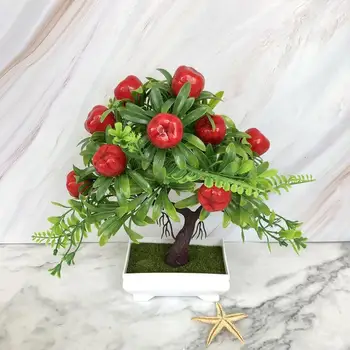 Dirbtinių Gėlių, Augalų Mažų Bonsai Modeliavimas Raudona Obelis Persikų Medis Orange Bonsai Namų, Sodo Puošmena 85891