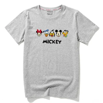 Disney Cartoon O-Kaklo trumpomis Rankovėmis vyriški Marškinėliai Mickey Minnie Mouse ančiukas Donaldas Unisex Drabužių Medvilnės Vyrų, Moterų Topai Tee Marškinėliai