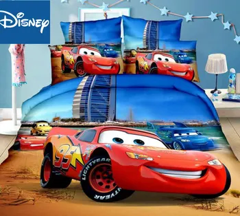 Disney Žaibas McQueen Automobilių Pigiau Patalynės Komplektas Twin Dydžio Už Vaikų, Miegamojo, Apdailos Vieną Plokščią Lapą, Antklodžių užvalkalus 3pcs