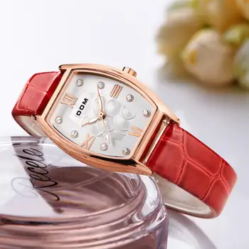 DOM Moterų žiūrėti prabangos prekės vandeniui stiliaus kvarciniai laikrodžiai odos Suknelė Ponios aukso reloj Moterų, Mergaičių Tendencijos G-1022 105295