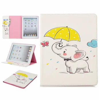 Dramblys pelėda Padengti iPad 234, Lucury PU Odos Smart Stovėti Shell Tablet Case For ipad 4 2 3,9.7 colių su Auto Pabusti/Miego