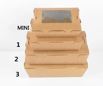 Eiti dėžės Kraft popieriaus dėžutė su PVC atidarykite Windows/ šunytis maišą maisto pietums makaronų pakuotės. 100vnt/daug