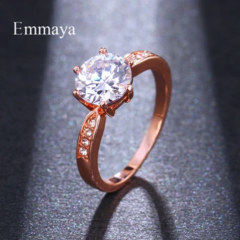 Emmaya AAA Cirkonis Sužadėtuvių Žiedai moterims Rose aukso spalvos Vestuviniai žiedai moterų Austrijos Kristalai, Papuošalai aukščiausios kokybės 25140