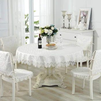 Europoje prabangių siuvinėta staltiesė balta lentelė valgomasis stalas padengti staltiesė gėlių Nėriniai naktiniai TV spintelė dulkių šluoste HM1038 69