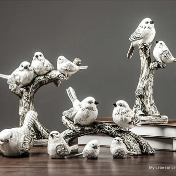 Europos kūrybos paukščio skulptūra, statula, dervos gyvūnų medžio šiuolaikinio meno skulptūros, amatų,Namų kambarį asmenybės ekranas dovanos
