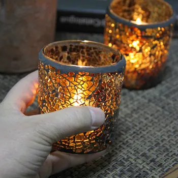 Europos Stiliaus Gintaro Mozaika, Stiklo Candleholder Išpažinties Romantiška Vakarienė Žvakių Šviesoje Baras Priduria, Atmosfera Žvakė Taurės Apdaila 5897