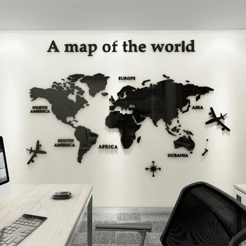 Europos Versija Pasaulio Žemėlapyje Akrilo 3D Sienų Lipduko Už Kambarį Office Namų Dekoro Pasaulio Žemėlapyje Sienos Lipdukai Freskos Vaikams Kambarys