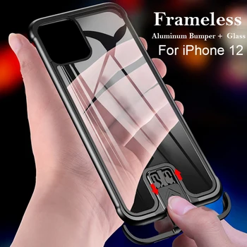 Frameless atsparus smūgiams Metalo Atveju iPhone, 12 Mini 12 