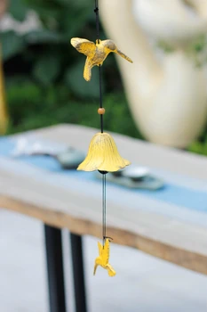 Geltona Hummingbird Ketaus Vėjo Varpelių Europos Namų Sodo Dekoro Derliaus Metalo Paukščių Kabinti Vėjo Bell Rankų Darbo Geležies Vėjo Varpelių 306