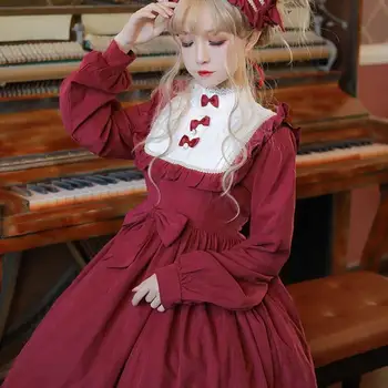 Gotikos derliaus saldus lolita dress palace nėrinių Bowknot girdling slim viktorijos suknelė kawaii girl gothic lolita op loli cos 146043