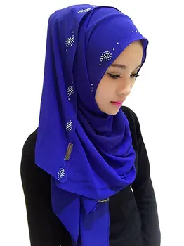 Gražus Šifono Moterų Musulmonų Ilgas Šalikas Su Hijab Islamo Paslėptą Mygtuką Dizainas Šaliai Arabų Shayla Apdangalai, 170*85 17021