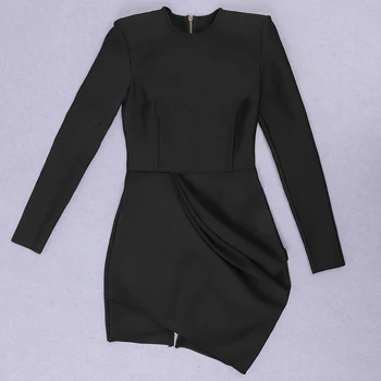 Halinfer Moterų Žiemos Seksualus Long Sleeve Black Bodycon Tvarstis Suknelė 2020 Dizaineris Elegantiškas Šalis Suknelė Vestido