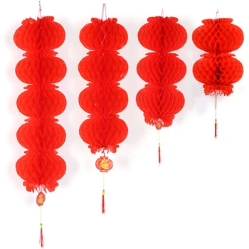 HAOCHU 8 colių (20cm) Kinijos Raudono Popieriaus Žibintų String Popieriniai Koriai Šalis Šventė Prekių Naujųjų Metų Dekoracija Namuose