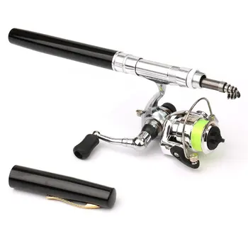 Hewolf Mini Nešiojamieji Pen Tipo meškere Teleskopinis Žvejybos Stulpą su metaliniu XM100 verpimo ratelis Lauko Žvejybos Reikmenys