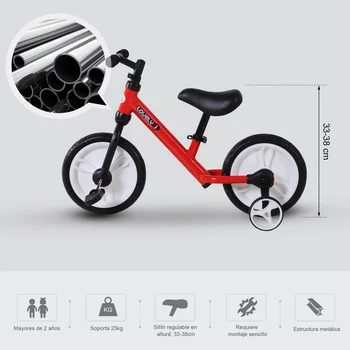 HOMCOM balansas dviratį su pedalais ir ratai nuimamas mokymo aukštis reguliuojamas 33-38cm vaikams 2-5 metai 3146