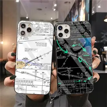 HPCHCJHM Aviacijos Diagramos TPU juodas Telefonas Padengti Korpuso Grūdintas Stiklas iPhone 11 Pro XR XS MAX 8 X 7 6S 6 Plus SE 2020 atveju