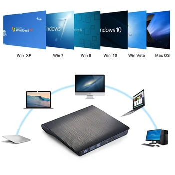 Išorinio USB 3.0 Didelio Greičio DL DVD RW įrašymo įrenginys CD Rašytojas Plonas Nešiojamasis Optinis įrenginys skirtas iMac, Asus, lenovo, Acer, Dell Nešiojamas PC HP