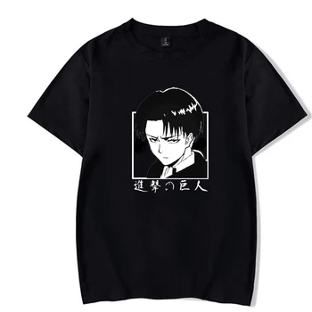Išpuolis Titan Anime O-kaklo marškinėliai Mados Unisex Juoda Medžiaga