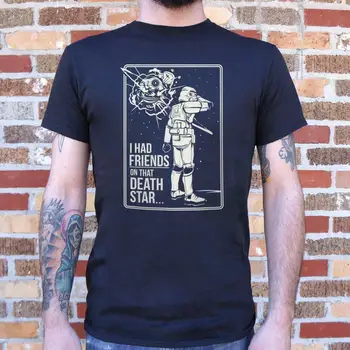 Juokinga Dizainas Turėjau Draugų, Kad Mirties Star T-Shirt (Mens) marškinėliai vyrams