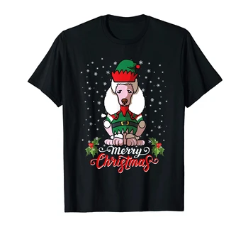 Juokinga Pudelis Kalėdų Šuo Mama Elf Kostiumas Moterims T-Shirt-vyriški T-Shirt-Black