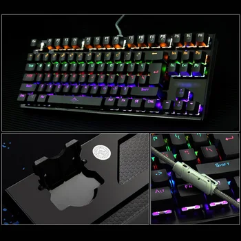K28 Apšvietimu Žaidimų Mechaninė Klaviatūra spalvotu LED USB Laidinio Žaidimas Klaviatūros 26 Klavišai Anti-šešėlius laisvų Rankų Priežiūra