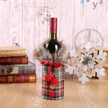 Kalėdų Dekoracijas Europos ir Amerikos Naujas Vyno Butelis Padengti Lankas Mazgas Lino Vyno Butelio Dangtelį Atostogų Apdailos Rekvizitai 76278