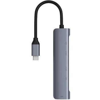KARŠTO Aliuminio USB-C Docking Station 5 In1 C Tipo Stebulės HDMI USB 2.0/USB 3.0 o 3.5 mm Uostų Expander Adapteris Nešiojamas KOMPIUTERIS 23331
