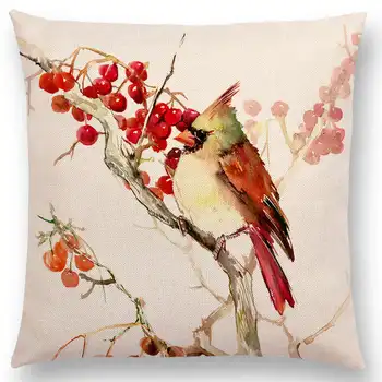 Karšto Pardavimo Akvarelė Mielas Paukščių Robin Zylė Amadinai Hummingbird Goldfinch Chickadee Kardinolas Tulžys Pagalvėlė Padengti Pagalvės Užvalkalą