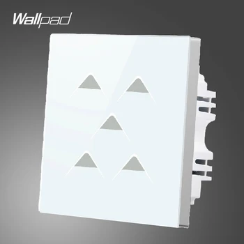Karšto Pardavimo Wallpad UK 5 Gauja 1 Būdas 5 Mygtukai Baltos spalvos Atsparūs Stikliniai Elektros LED Šviesos Jutiklinis Ekranas Jungiklis, Skydelis, Nemokamas Pristatymas