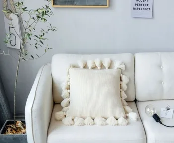 Kietosios spalvos suzuo krašto megzti pagalvę Šiaurės ins stiliaus pagalvę kūrybos namų sofos, dekoratyvinės pagalvėlės 14260