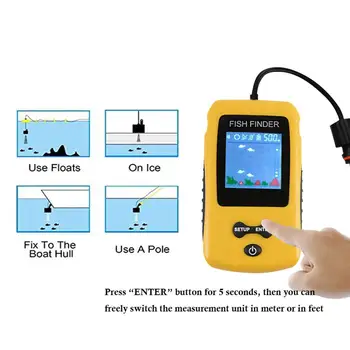 Kišeninis Nešiojamas Echolotai Allarme Žvejybos Baidarių Fishfinder Žuvų Gylis Finder Žvejybos Įrankius su Sonar Rele ir LCD Ekranas