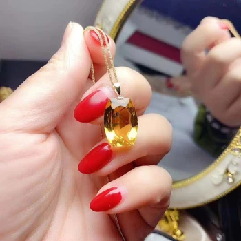 KJJEAXCMY Fine Jewelry 18K aukso inkrustacijos citrinas rašė Moteris Pakabukas Karoliai populiarus karšto pardavimo su dėžute
