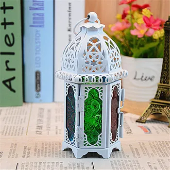 Klasikiniai Maroko Vėjo Žvakių Laikiklis Senovinių Geležies Stiklo Kabo Žvakidė Candle Lantern Šalies Namų Vestuvių Dekoro 7*16,5 cm