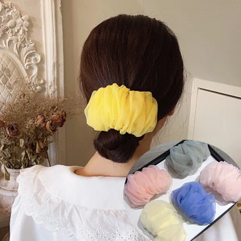 Korėjos Kelių sluoksnių Gofruotasis Organza Plaukų Lankai Didelio Dydžio prancūzų Įrašą Perdėti Bowknot plaukai surišti į uodegą Staigius Moterų Plaukų Aksesuarai
