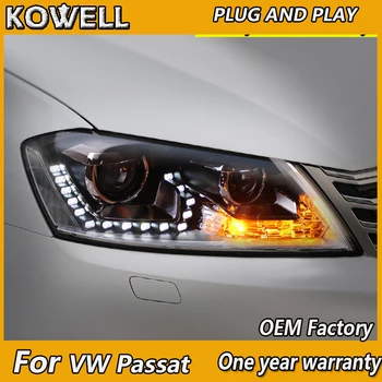 KOWELL Automobilių Stilius VW Passat B7 EUR Verson 2012 M. 2013-M. Žibintai Passat B8 LED Žibintai DRL H7 D2H Hid Bi Xenon Šviesos 1633
