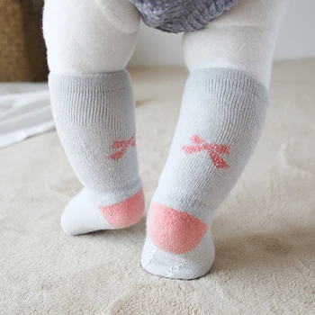 Kūdikių kojinės žiemą šiltas kojines anti-slip medvilnės kilpinius grindų kojinių bebe mergina šlepetės naujas gimęs kojų šildytuvus vaikams, vaikiška kojinės 3pairs 9401