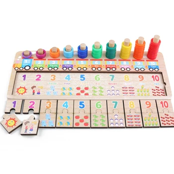 Kūdikių Mediniai Žaislai Montessori Matematikos Žaislas Skaičiavimo Skaitmeninis Pažinimo Rungtynės Dėlionės Švietimo Žaislai, Mediniai Žaislai Vaikams 153628